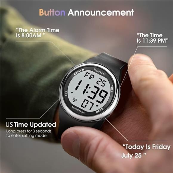 Atomic Talking Watch Sets Itself‎ for Visually impaired or Seniors LCD Big